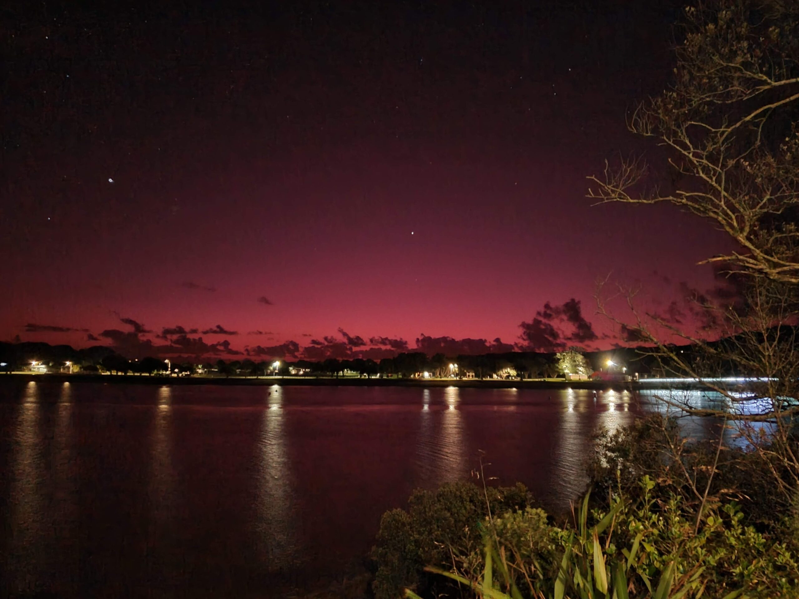 Joyce Petchell Park looking across river after sunset