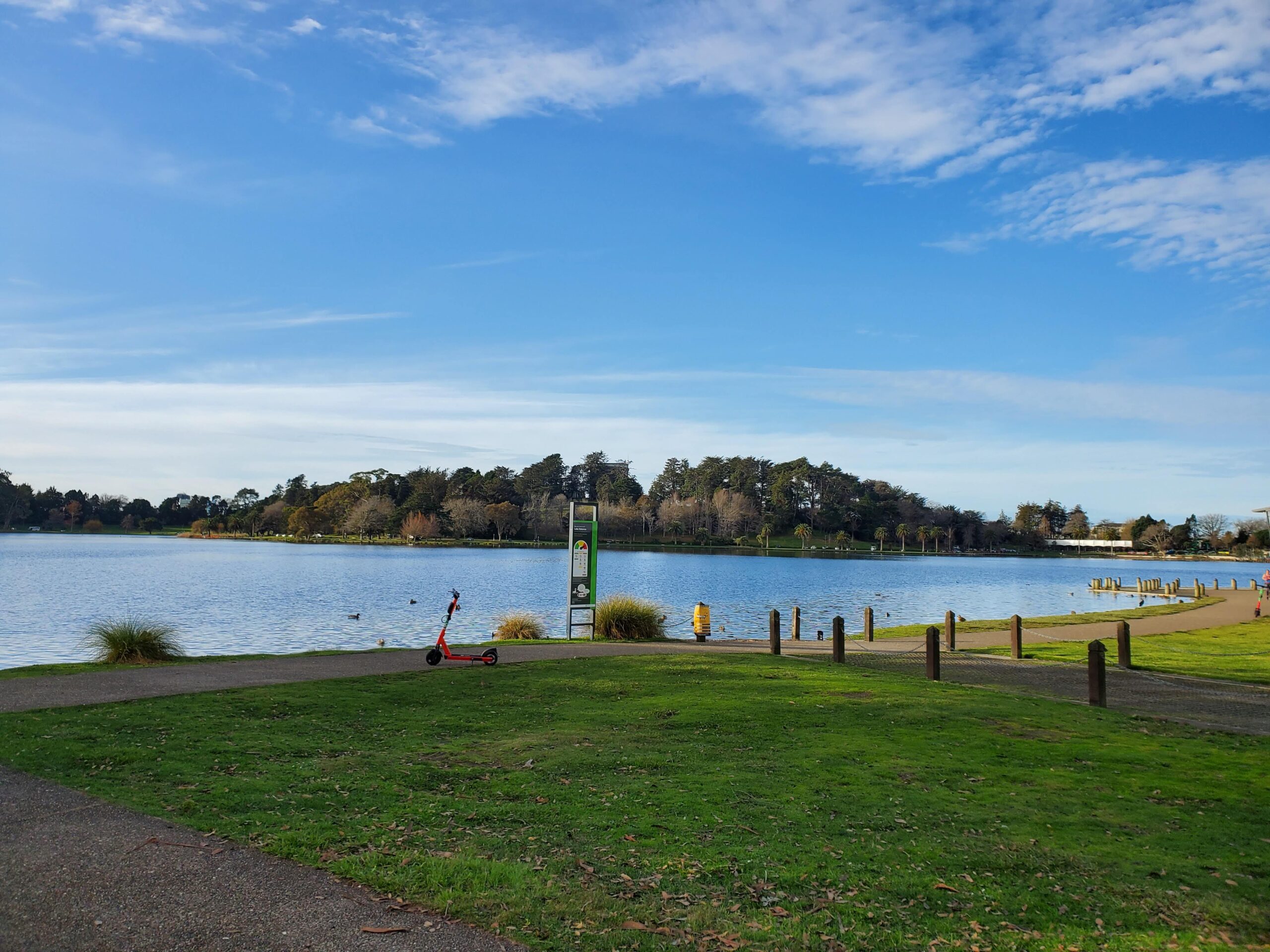 Looking across the lake toward Lake Domain Playground